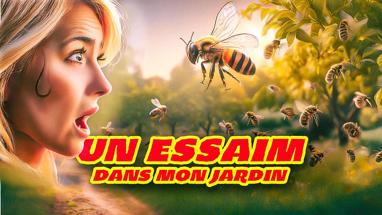Un essaim dans mon jardin.
